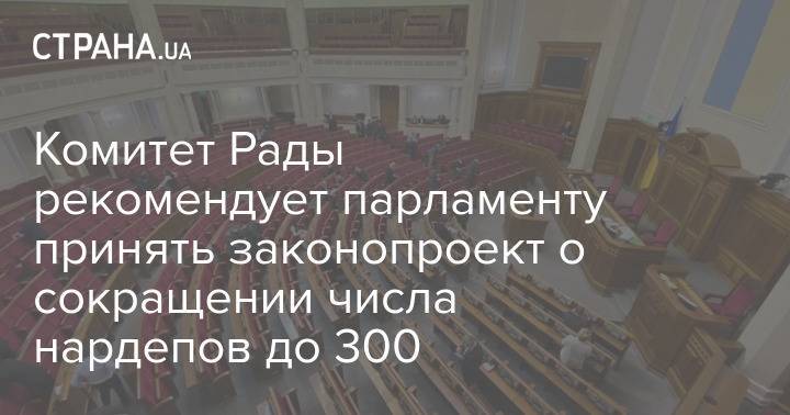 Комитет Рады рекомендует парламенту принять законопроект о сокращении числа нардепов до 300