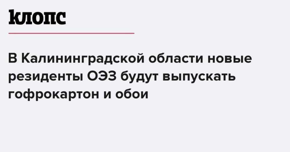 В Калининградской области новые резиденты ОЭЗ будут выпускать гофрокартон и обои