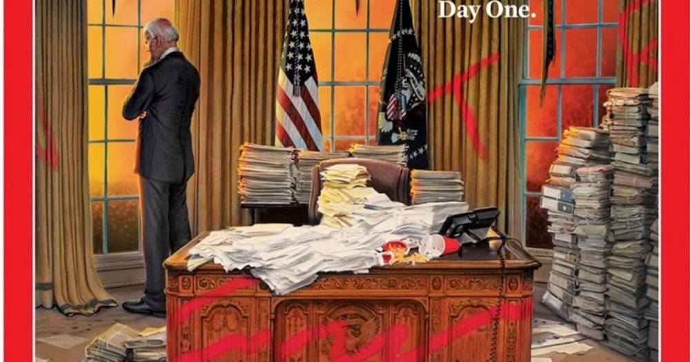 Погром в Овальном кабинете и задумчивый Байден – обложка нового выпуска "Time"