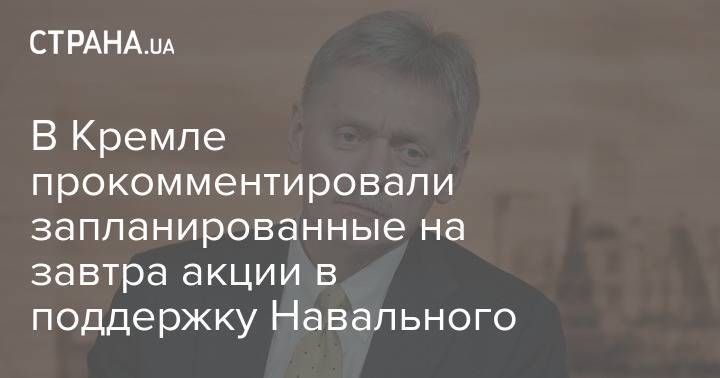 В Кремле прокомментировали запланированные на завтра акции в поддержку Навального
