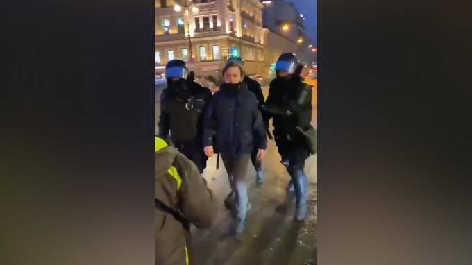 МВД изучает видео с применением силы к женщине на незаконной акции в Петербурге