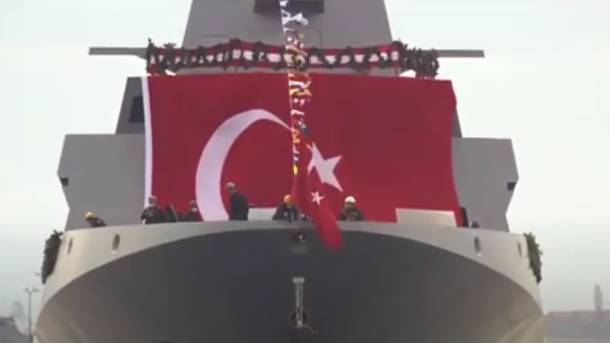 Турция спустила на воду свой первый фрегат