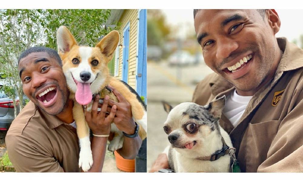 Водитель почтовой доставки фотографируется с щенками, которых встречает на маршрутах: милые фото