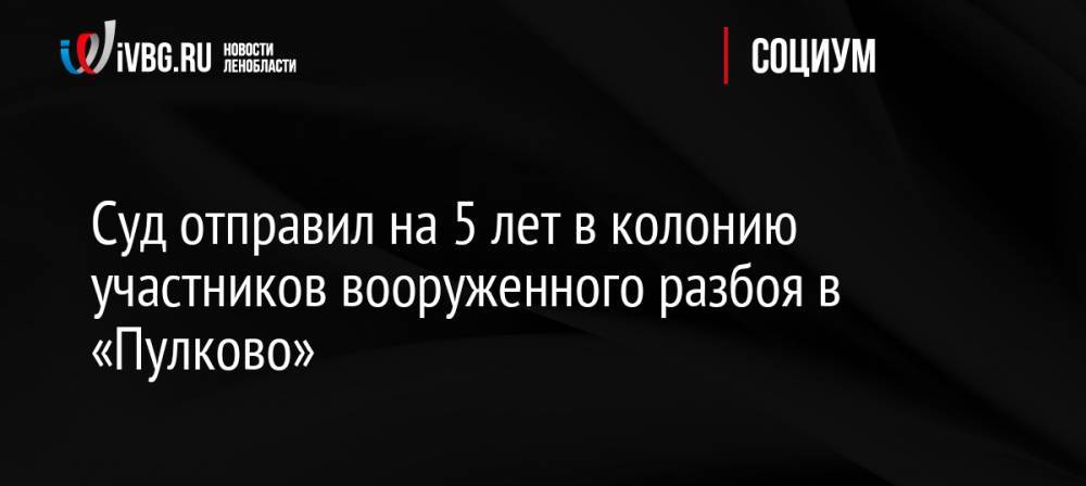 Суд отправил на 5 лет в колонию участников вооруженного разбоя в «Пулково»