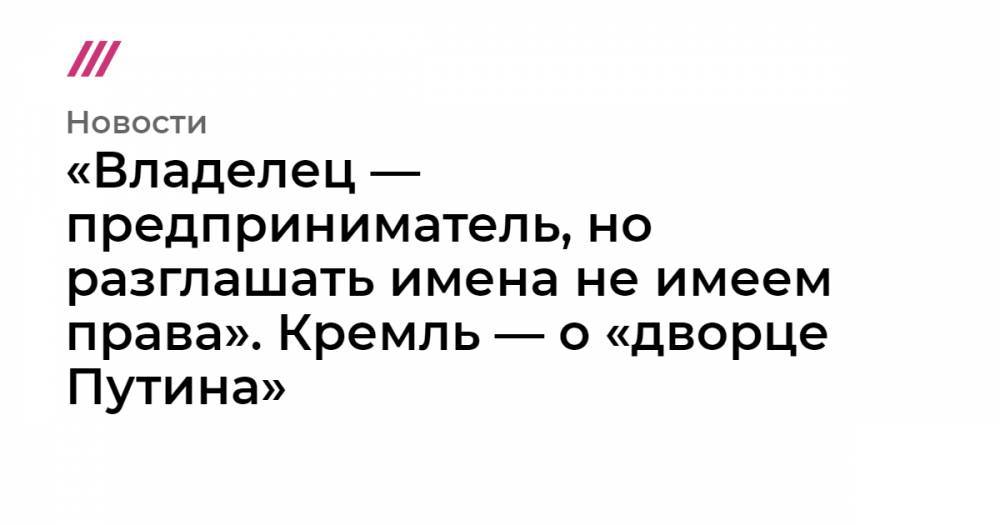 «Владелец — предприниматель, но разглашать имена не имеем права». Кремль — о «дворце Путина»