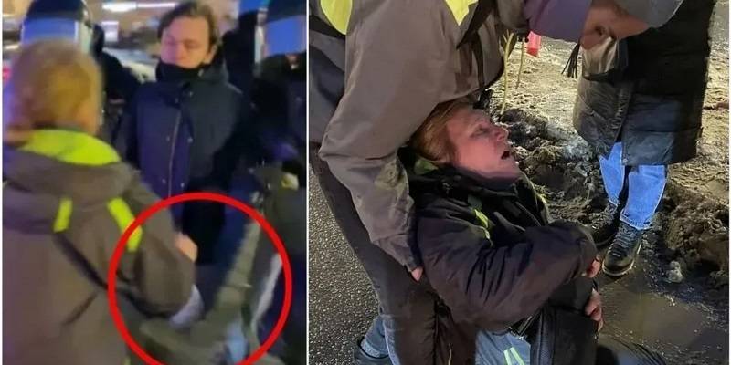 Фото: Соловьев назвал «отталкиванием» удар полицейского ногой в живот женщине в Петербурге