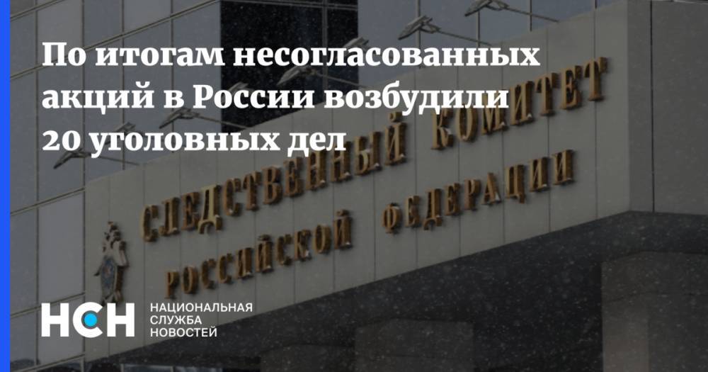 По итогам несогласованных акций в России возбудили 20 уголовных дел