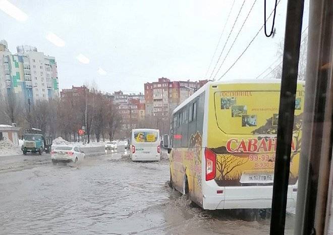 В Рязани затопило улицу Новоселов