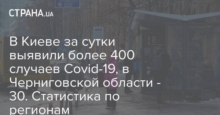 В Киеве за сутки выявили более 400 случаев Covid-19, в Черниговской области - 30. Статистика по регионам