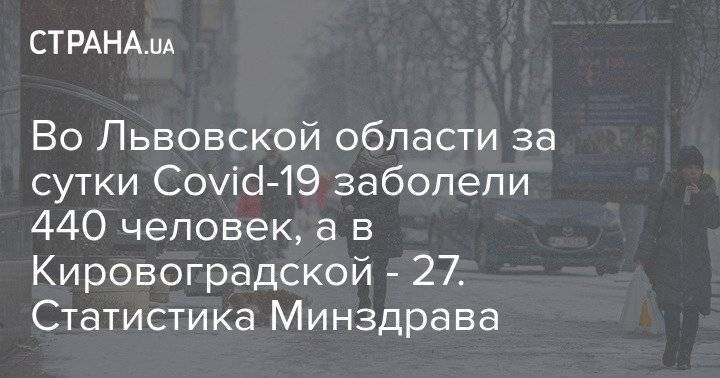 Во Львовской области за сутки Covid-19 заболели 440 человек, а в Кировоградской - 27. Статистика Минздрава
