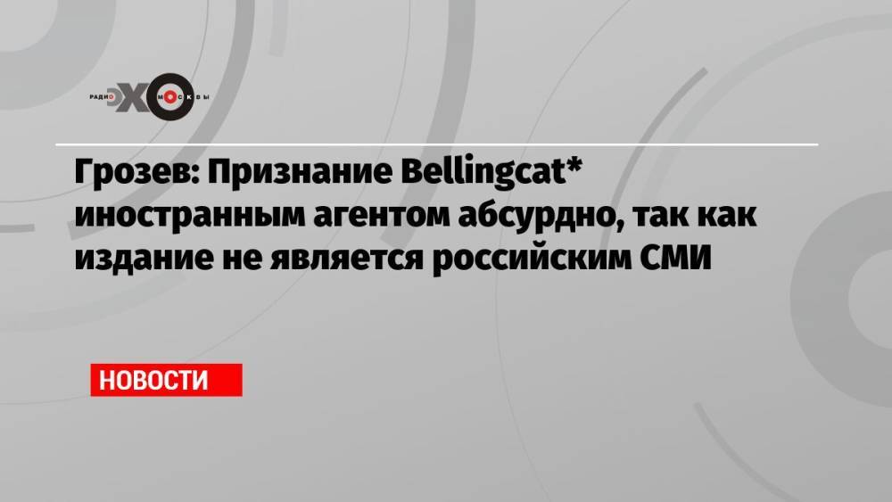 Грозев: Признание Bellingcat* иностранным агентом абсурдно, так как издание не является российским СМИ