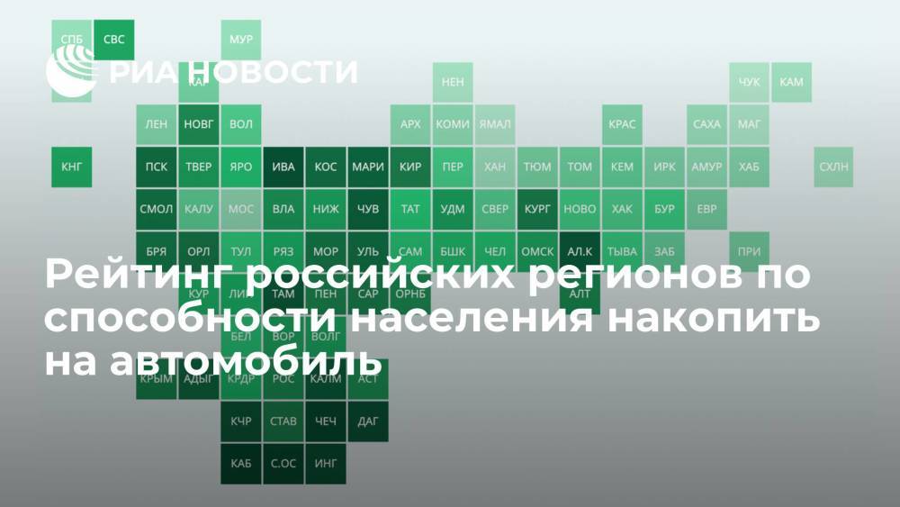 Рейтинг российских регионов по способности населения накопить на автомобиль