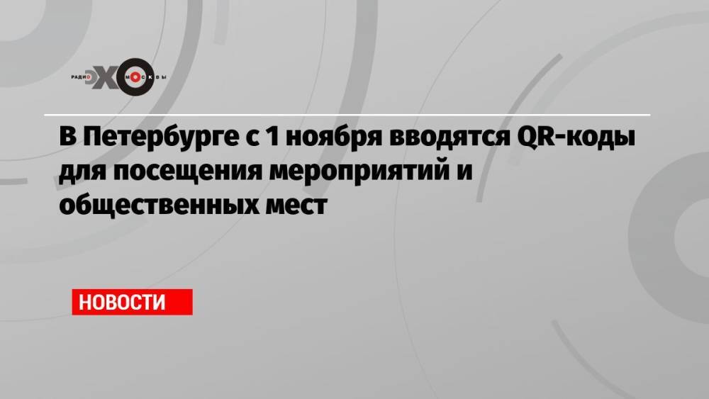 В Петербурге с 1 ноября вводятся QR-коды для посещения мероприятий и общественных мест