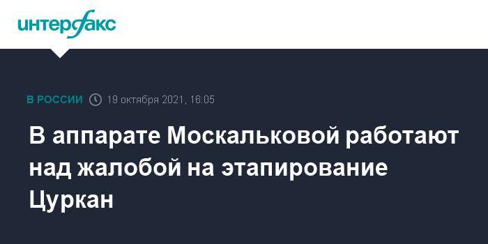 В аппарате Москальковой работают над жалобой на этапирование Цуркан