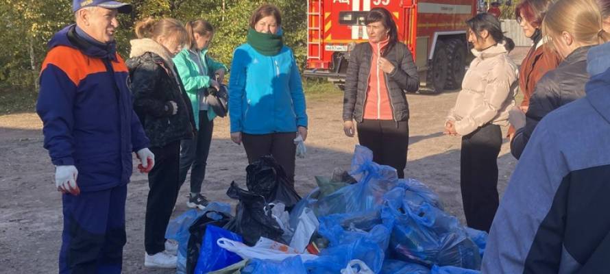 Сотрудники МЧС Карелии организовали сбор мусора на берегу Ладоги