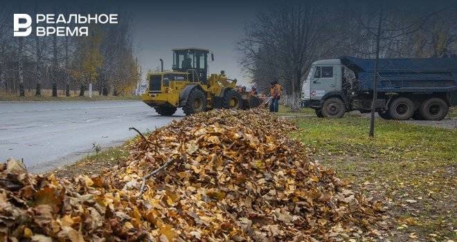 10 КамАЗов листвы вывезли сотрудники ТАИФ-НК с улицы Лесная в Нижнекамске