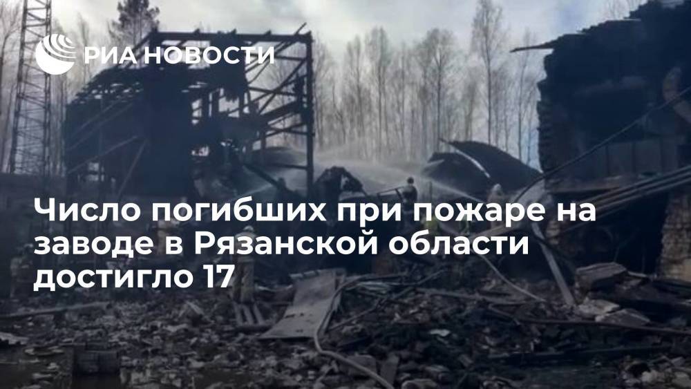Число погибших при взрыве и пожаре на заводе в Рязанской области достигло 17