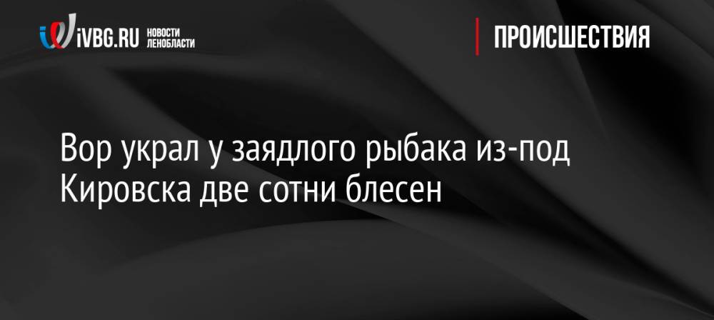 Вор украл у заядлого рыбака из-под Кировска две сотни блесен