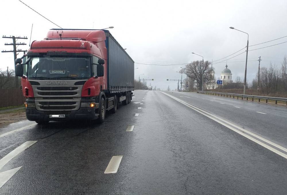 На трассе М10 в Тверской области дальнобойщик насмерть сбил пешехода
