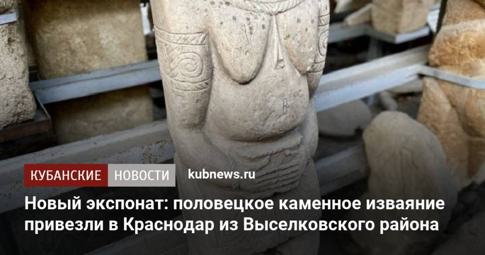 Новый экспонат: половецкое каменное изваяние привезли в Краснодар из Выселковского района