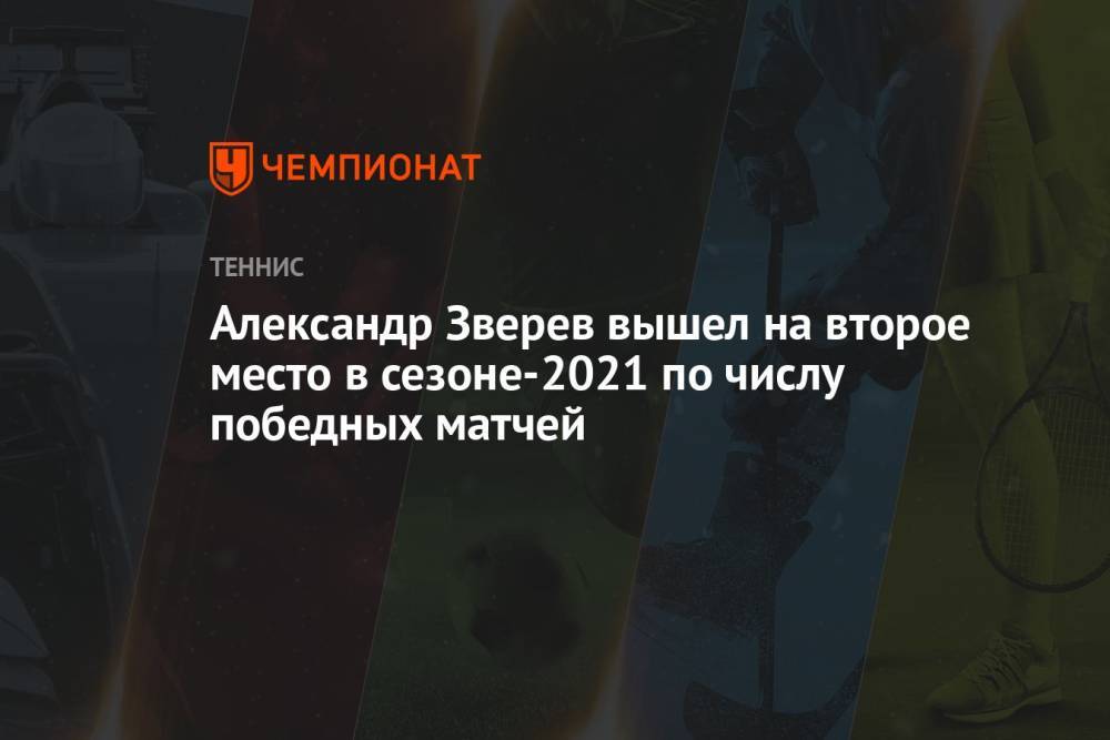 Александр Зверев вышел на второе место в сезоне-2021 по числу победных матчей
