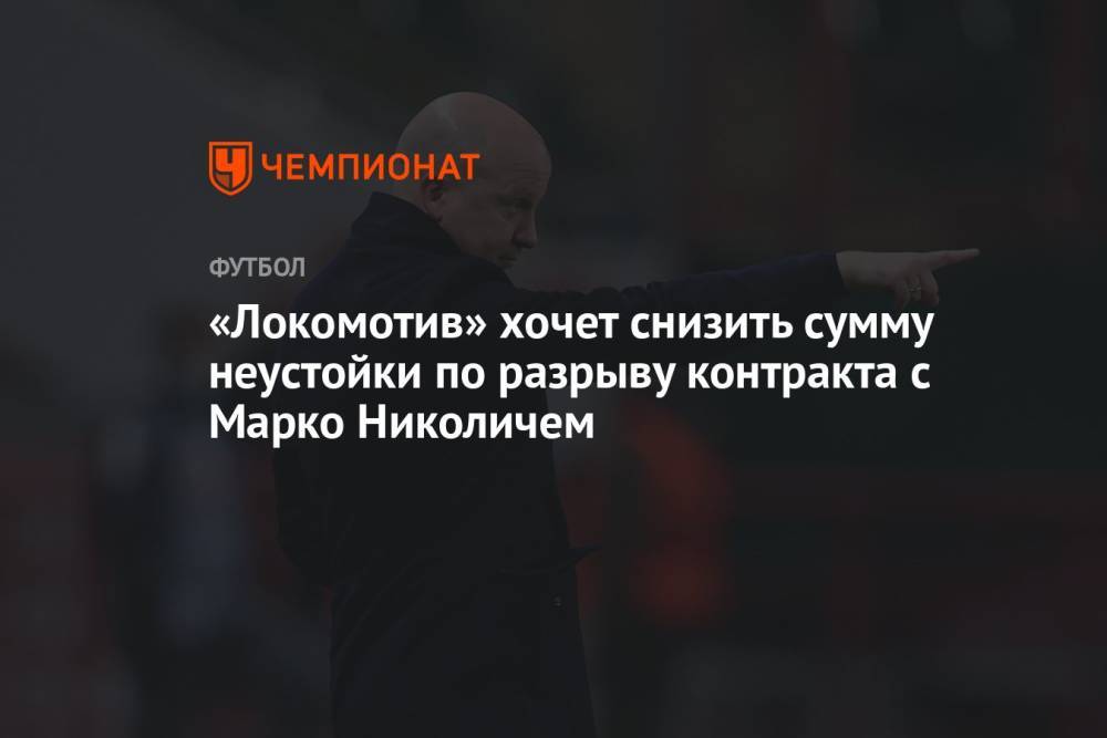 «Локомотив» хочет снизить сумму неустойки по разрыву контракта с Марко Николичем