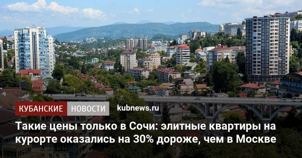 Такие цены только в Сочи: элитные квартиры на курорте оказались на 30% дороже, чем в Москве