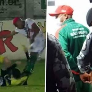 В Бразилии футболист избил судью во время матча. Видео