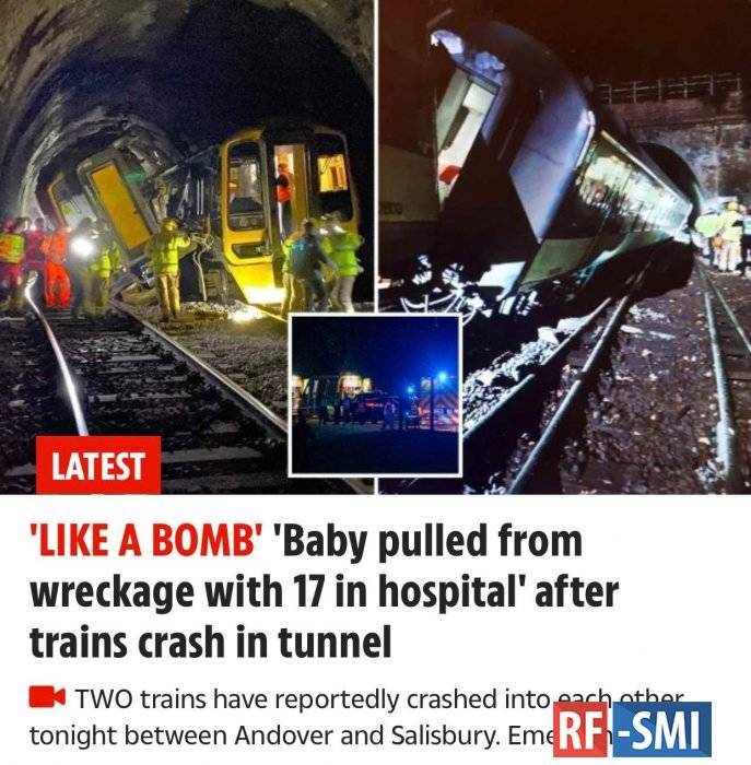 Два поезда столкнулись в туннеле возле английского города Солсбери