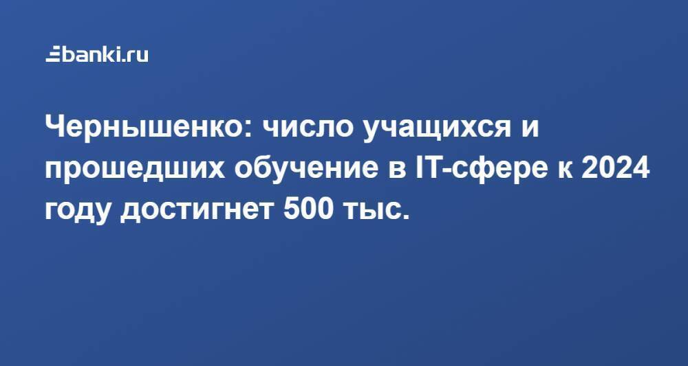 Чернышенко: число учащихся и прошедших обучение в IT-сфере к 2024 году достигнет 500 тыс.