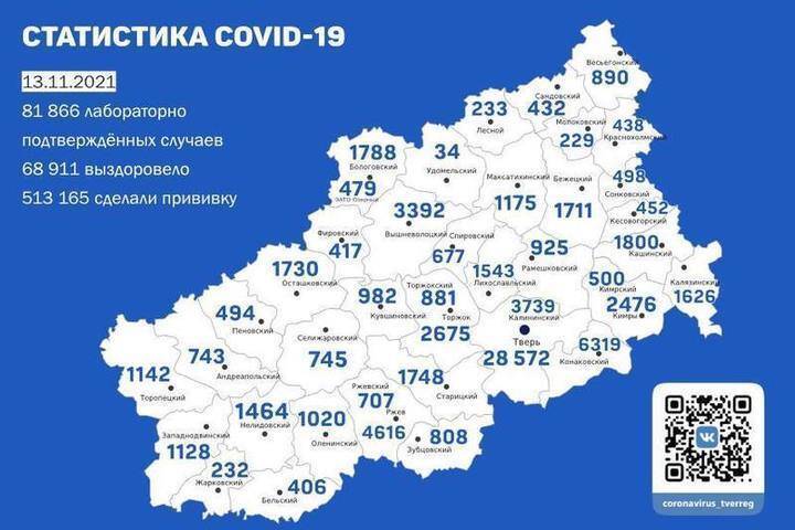В 34 районах Тверской области выявили новые случаи заражения коронавирусом