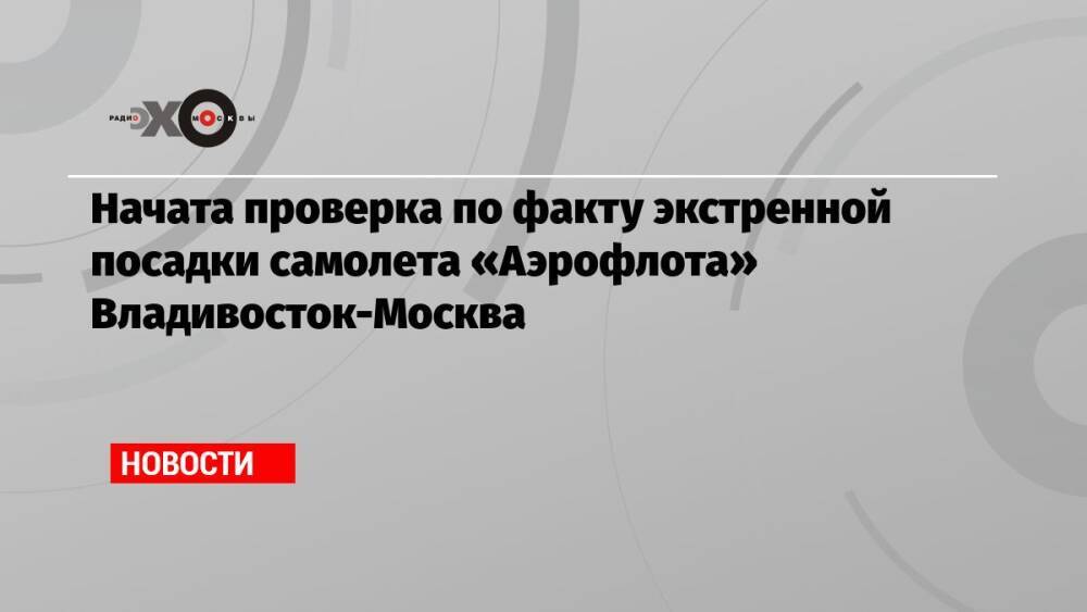 Начата проверка по факту экстренной посадки самолета «Аэрофлота» Владивосток-Москва