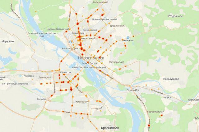 В 2ГИС появилась карта аварийных точек на дорогах Новосибирска