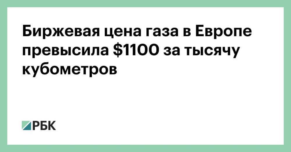 Биржевая цена газа в Европе превысила $1100 за тысячу кубометров