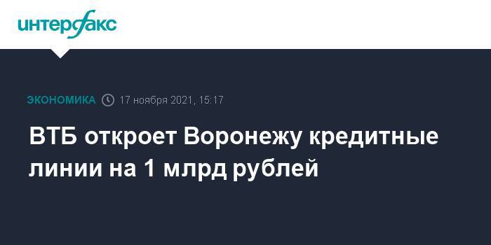 ВТБ откроет Воронежу кредитные линии на 1 млрд рублей