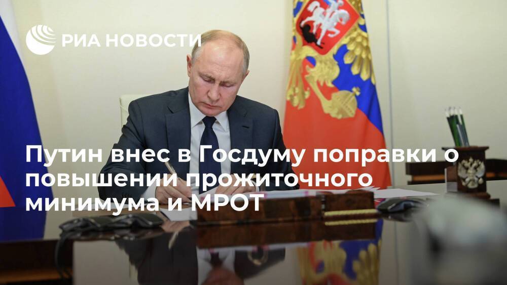 Путин внес в Госдуму поправки о повышении величины прожиточного минимума и МРОТ