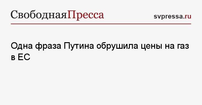 Одна фраза Путина обрушила цены на газ в ЕС