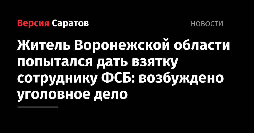 Житель Воронежской области попытался дать взятку сотруднику ФСБ: возбуждено уголовное дело