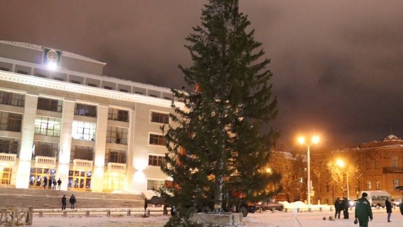 В Уфе на Советской площади появилась новогодняя елка