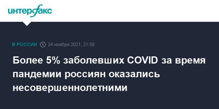 Более 5% заболевших COVID за время пандемии россиян оказались несовершеннолетними