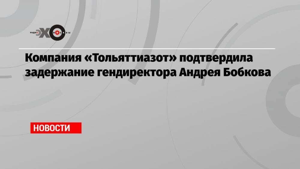 Компания «Тольяттиазот» подтвердила задержание гендиректора Андрея Бобкова