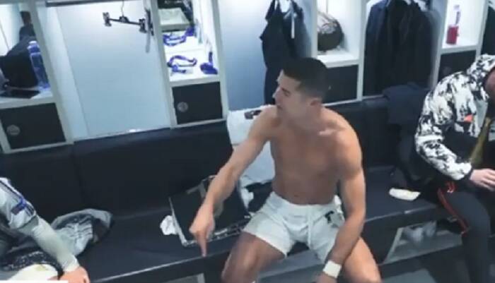 Появилось видео истерики Роналду в раздевалке на матче Лиги чемпионов