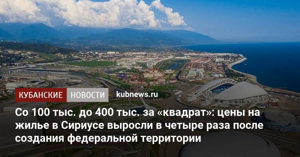 Со 100 тыс. до 400 тыс. за «квадрат»: цены на жилье в Сириусе выросли в четыре раза после создания федеральной территории