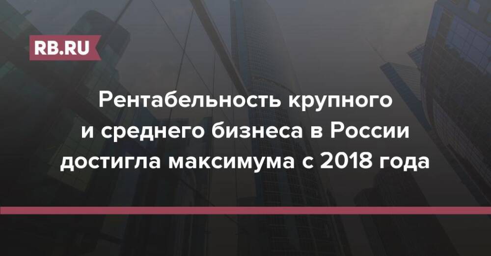 Рентабельность крупного и среднего бизнеса в России достигла максимума с 2018 года