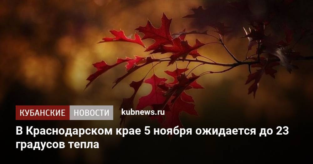 В Краснодарском крае 5 ноября ожидается до 23 градусов тепла