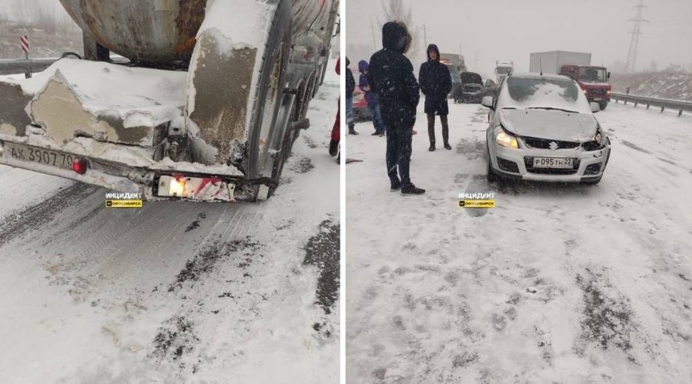 На трассе Новосибирск-Барнаул столкнулись семь автомобилей
