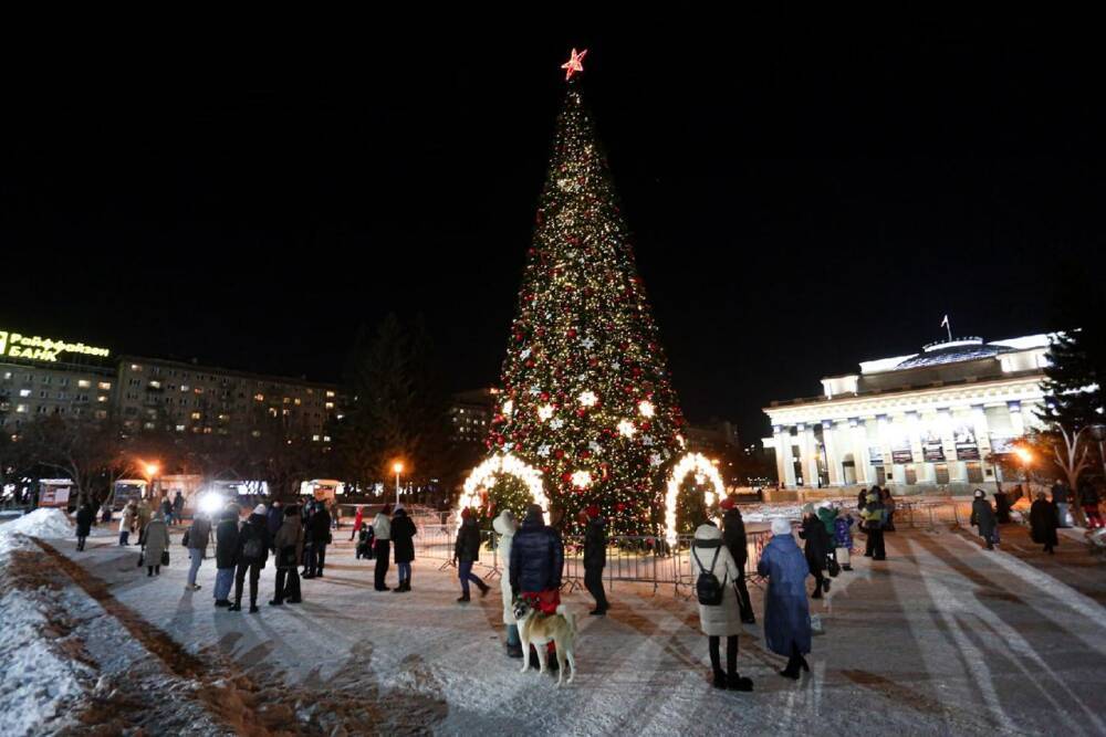 Гирлянды зажгли на главной ёлке Новосибирска 1 декабря