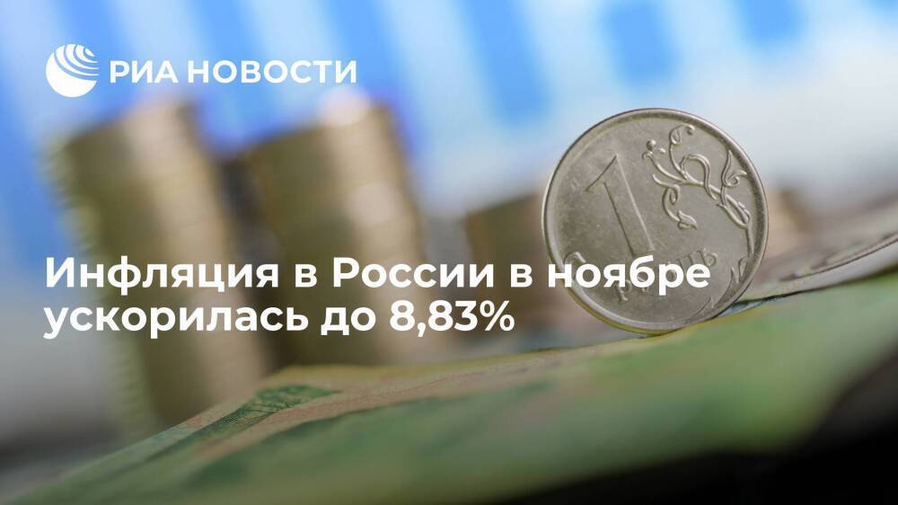 Минэкономразвития: инфляция в России в ноябре ускорилась до 8,83%