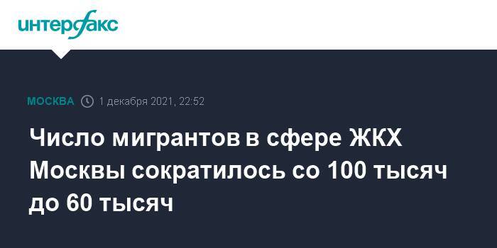 Число мигрантов в сфере ЖКХ Москвы сократилось со 100 тысяч до 60 тысяч