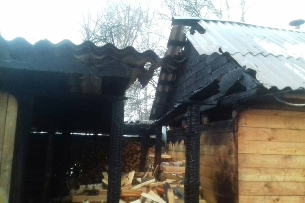 Утром в Демидовском районе загорелись дровник и баня